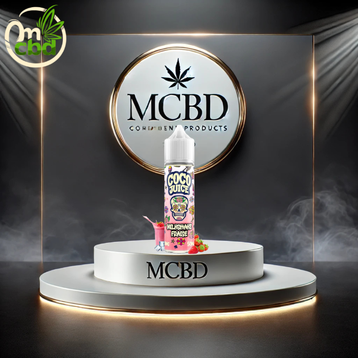 L'e-liquide Milkshake Fraise 50ml de Coco Juice combine la fraîcheur des fraises et la douceur crémeuse d'un milkshake, avec une touche de fraîcheur glacée. Ce mélange gourmand et rafraîchissant offre une vapeur dense grâce à son ratio 50% PG / 50% VG. Conditionné en flacon de 60 ml, sans nicotine, il permet de personnaliser votre expérience en ajoutant un booster.