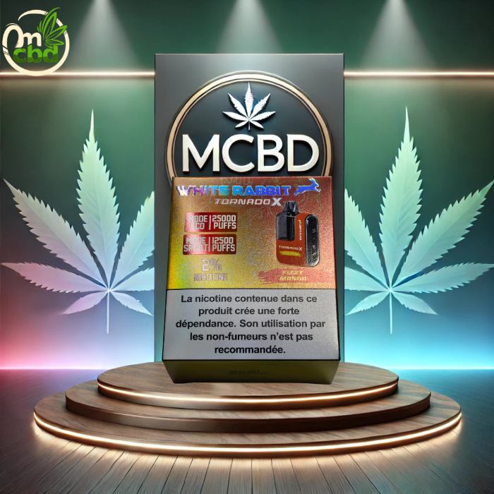 Puff WHITE RABBIT TORNADO X 25 000 – 2% nicotine (20 mg/ml)
Puff rechargeable nouvelle génération offrant jusqu’à 25 000 bouffées en mode Éco ou environ 12 500 bouffées en mode Boost.
Équipée d’un écran pour suivre le niveau de batterie et d’une recharge USB-C, elle est vendue avec 2 fioles de 10 ml d’e-liquide, assurant une très grande autonomie.
Les saveurs sont intenses, fruitées et fraîches, avec une restitution aromatique puissante.