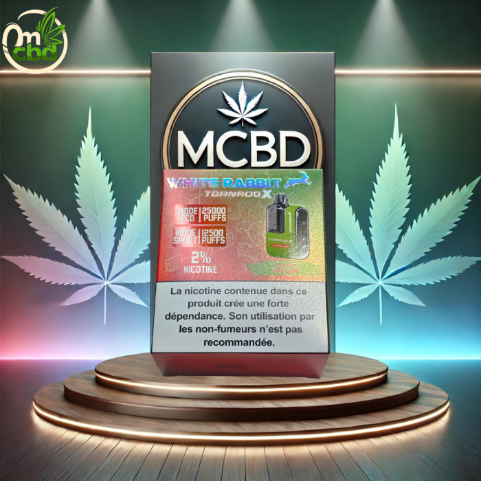 Puff WHITE RABBIT TORNADO X 25 000 – 2% nicotine (20 mg/ml)
Puff rechargeable nouvelle génération offrant jusqu’à 25 000 bouffées en mode Éco ou environ 12 500 bouffées en mode Boost.
Équipée d’un écran pour suivre le niveau de batterie et d’une recharge USB-C, elle est vendue avec 2 fioles de 10 ml d’e-liquide, assurant une très grande autonomie.
Les saveurs sont intenses, fruitées et fraîches, avec une restitution aromatique puissante.