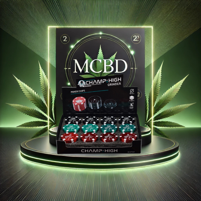 Le grinder CHAMP HIGH Poker Chips 42 mm combine originalité, discrétion et efficacité avec un design inspiré des jetons de poker. Compact et facile à transporter, il se glisse partout (poche, sac) tout en offrant un broyage fluide et homogène.