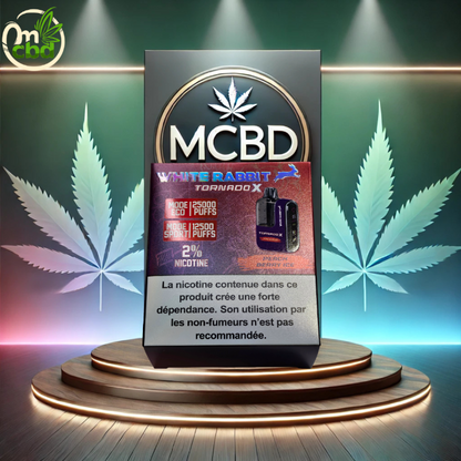 Puff WHITE RABBIT TORNADO X 25 000 – 2% nicotine (20 mg/ml)
Puff rechargeable nouvelle génération offrant jusqu’à 25 000 bouffées en mode Éco ou environ 12 500 bouffées en mode Boost.
Équipée d’un écran pour suivre le niveau de batterie et d’une recharge USB-C, elle est vendue avec 2 fioles de 10 ml d’e-liquide, assurant une très grande autonomie.
Les saveurs sont intenses, fruitées et fraîches, avec une restitution aromatique puissante.